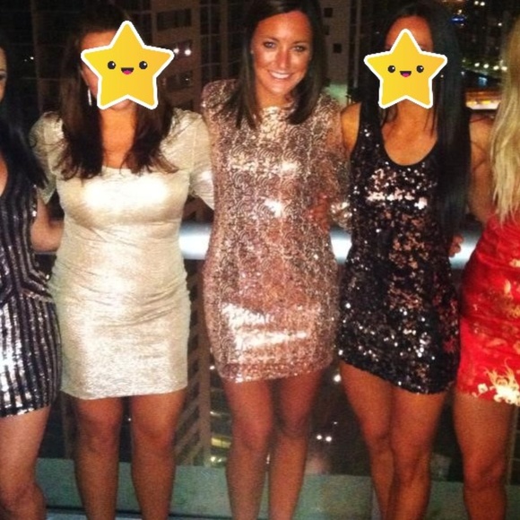 Rose gold sequined mini dress - Picture 4 of 4